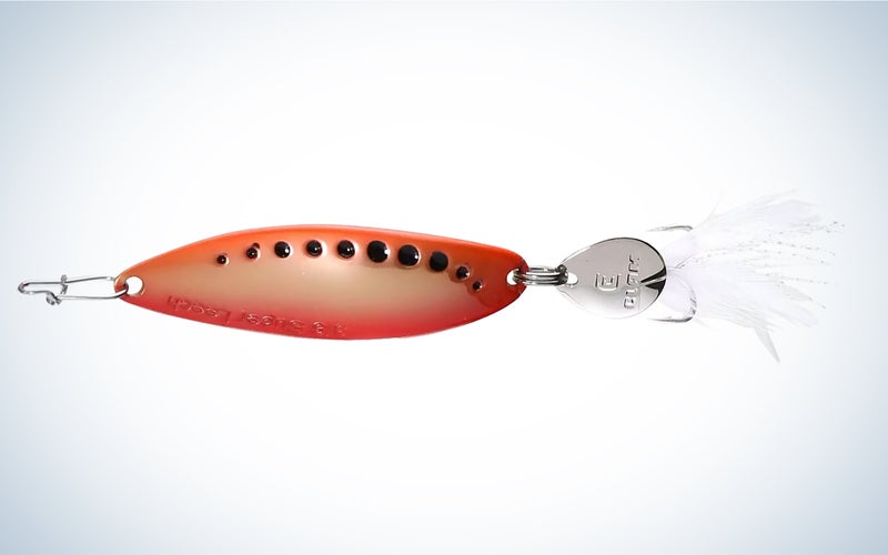 The Clam Leech Flutter Spoon is one of the best walleye ice fishing lures.