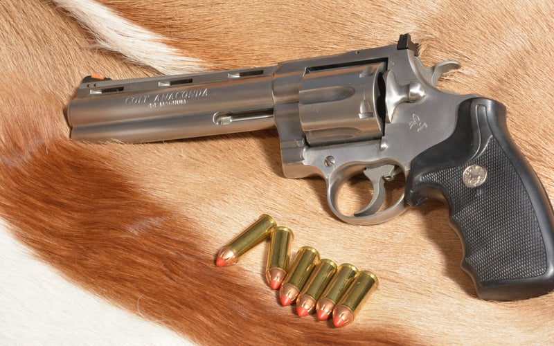 Colt Anaconda in .44 Magnum is our pick for best revolver.