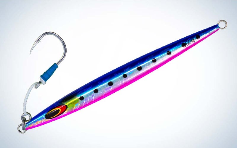A purple and pink best saltwater lure