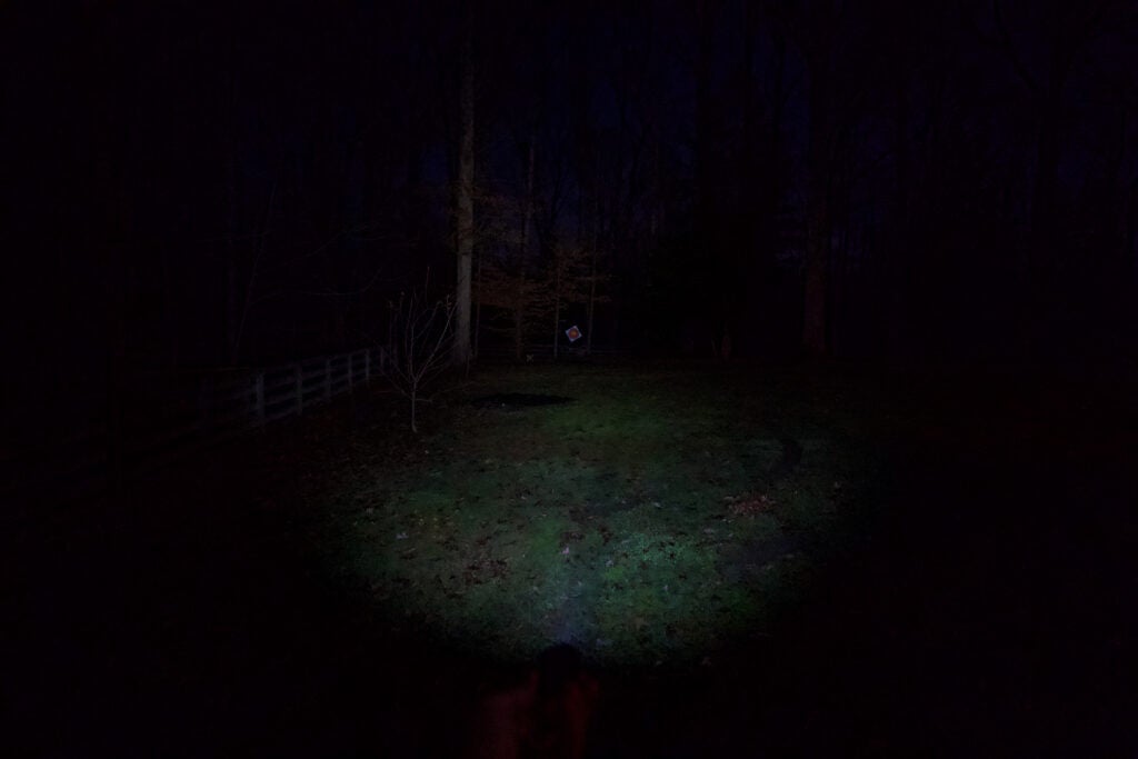 Surefire sidekick lighting up a target 25 yards away