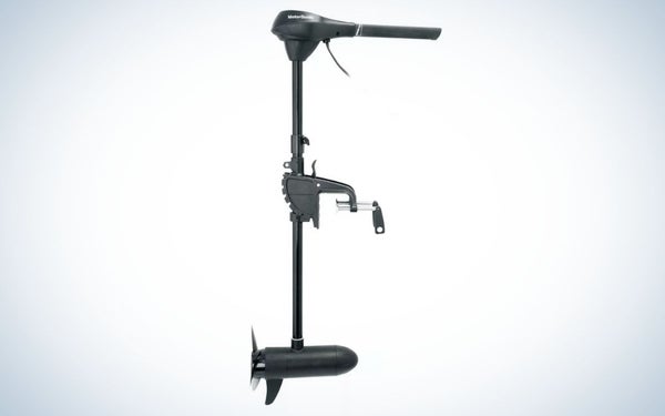 Black transom-mount trolling motor