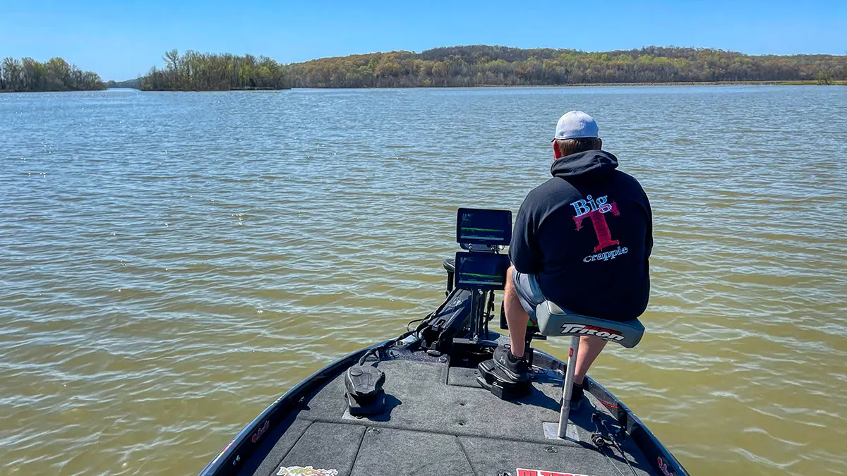 tony fishes from deep to shallow in search of better crappie