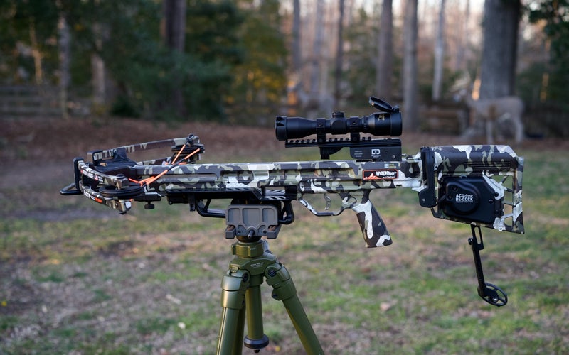 Wicked Ridge Raider 400 de-cock on a tripod