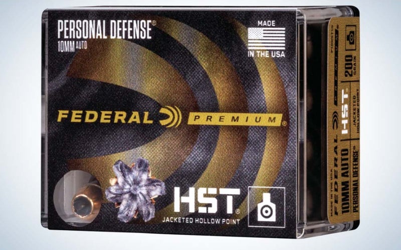 A black and brown box of best 10mm ammo