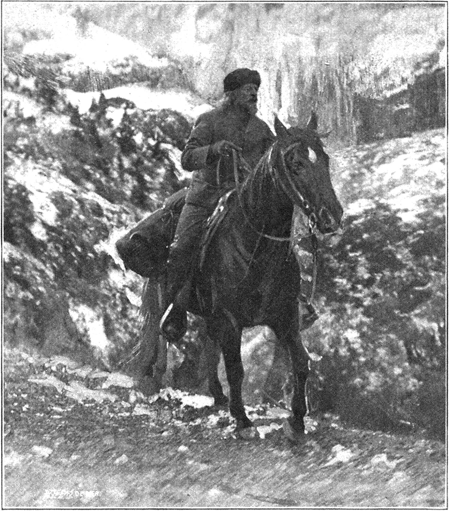 Buffalo Bill riding a horse.