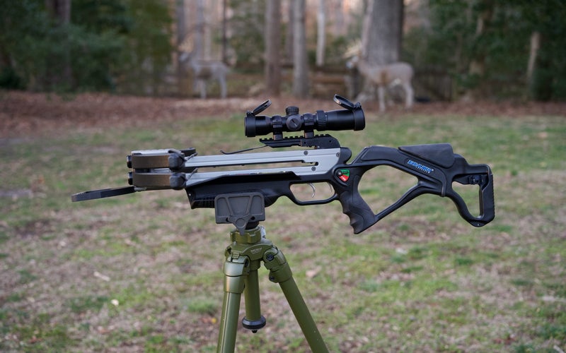 Twinstrike crossbow on a tripod