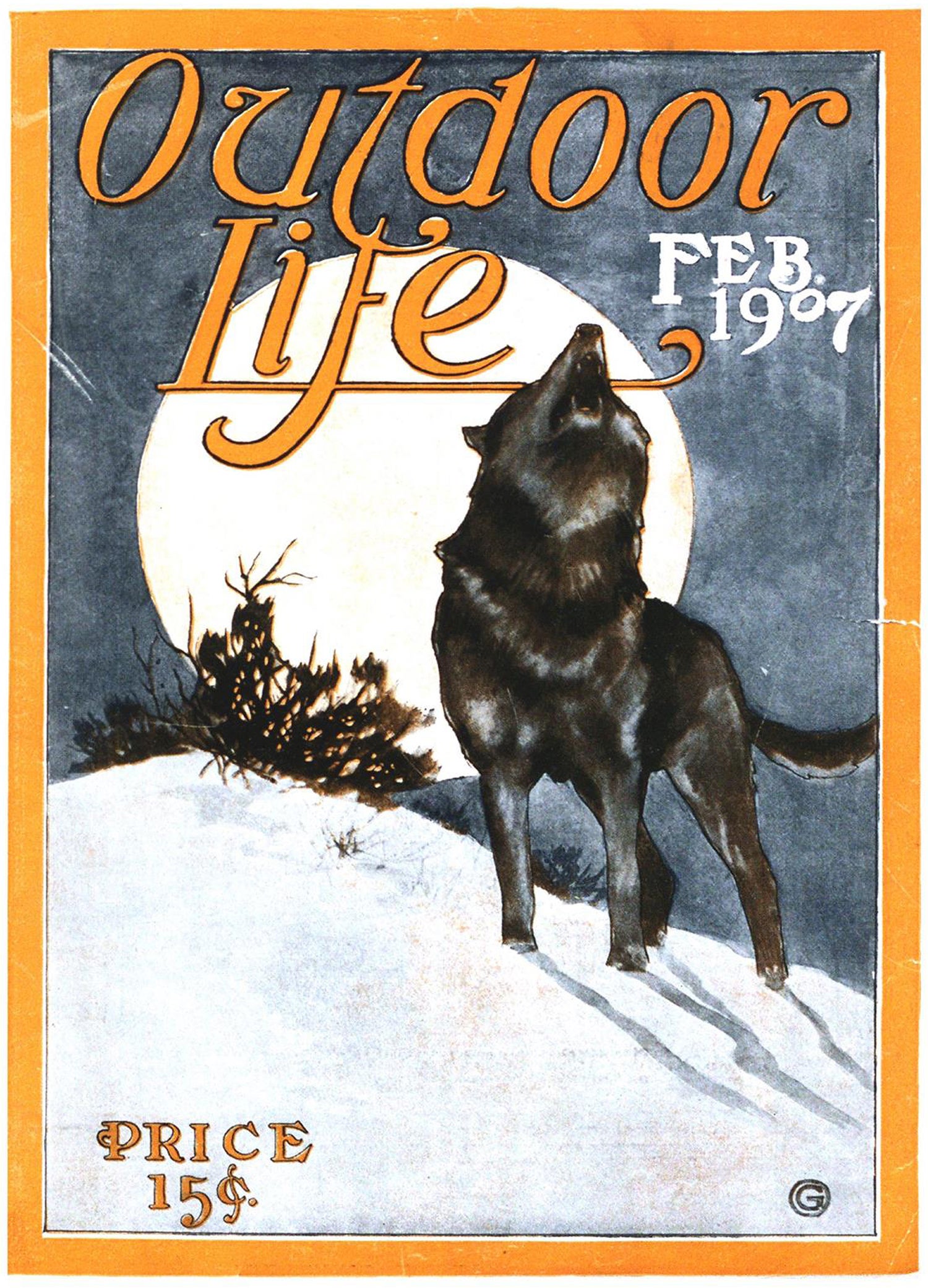 February 1907: The covers from this decade were often simple yet striking, like this one depicting a howling wolf.