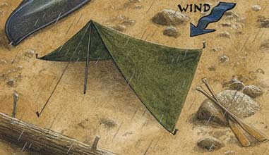 emergency rain shelter, rain shelter, tarp shelter, rain tarp, emergency tarp, hang tarp, put up tarp