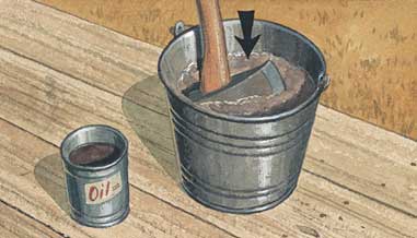 axe head care, axe head rust, axe rust, rusty axe, axe handle, broken axe, broken axe handle, oil axe, axe oiling, axe tips