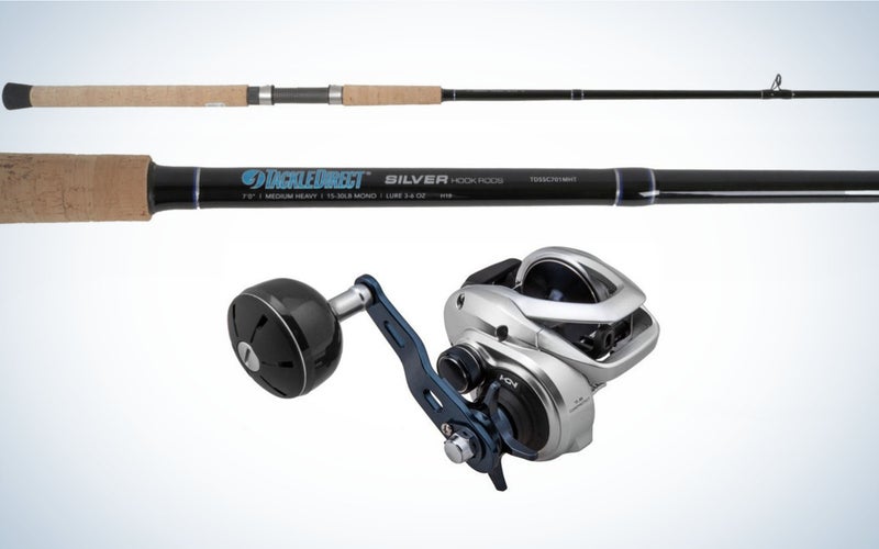 We tested the TackleDirect TDSSC701MHT Silver Hook/Shimano TRX300AHG TranX Baitcasting.