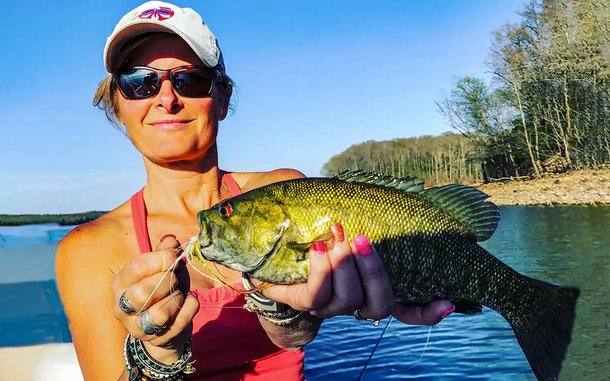 fly fishing and caught a bass