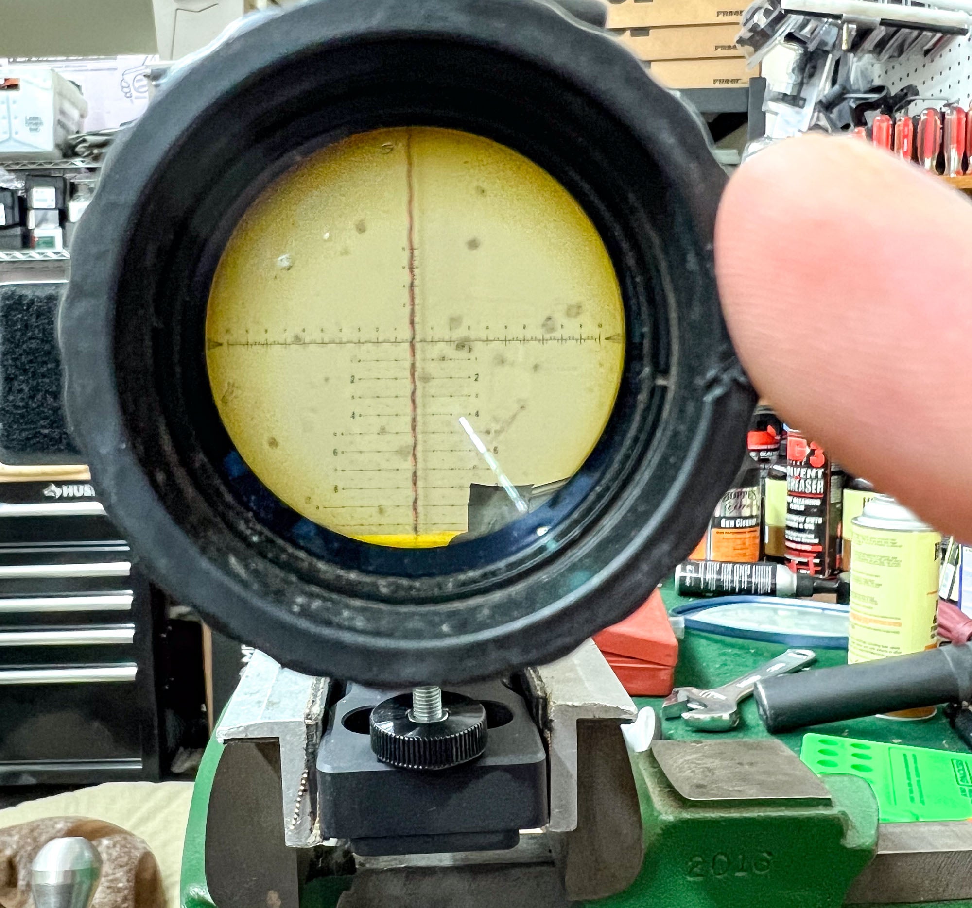 While preparing for the match, the author made sure the reticle on his Nightforce 7-35x56 ATACR was level. 