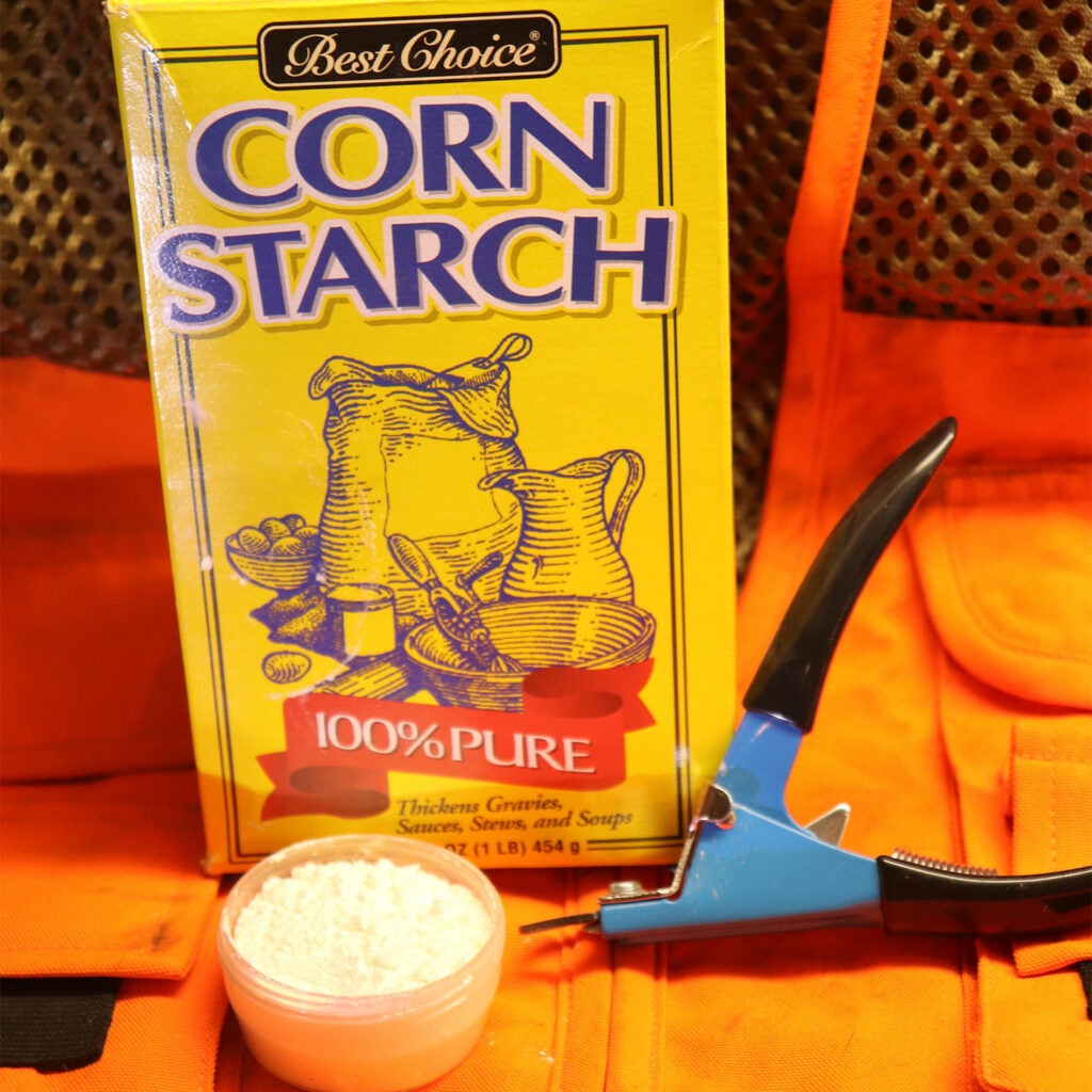 Corn Starch and toenail clippers.