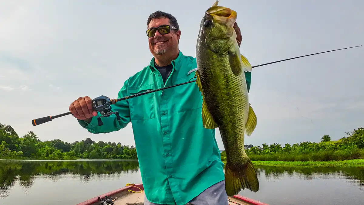 bait finesse system micro jig caught a big bass in Arkansas