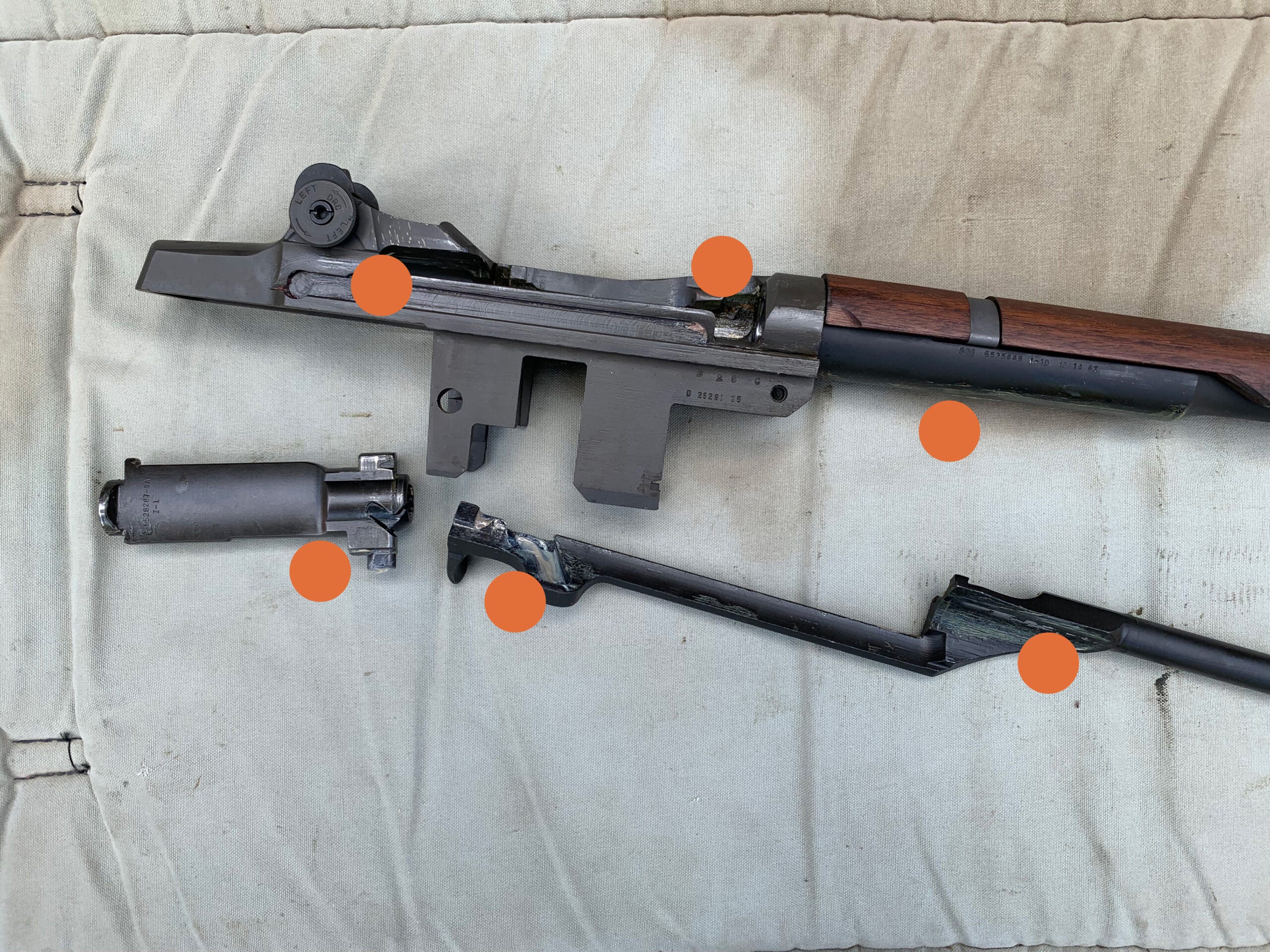 Grease points on M1 Garand