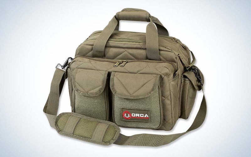 Holds three handguns with lots of additional space, organized pockets, and high durability.