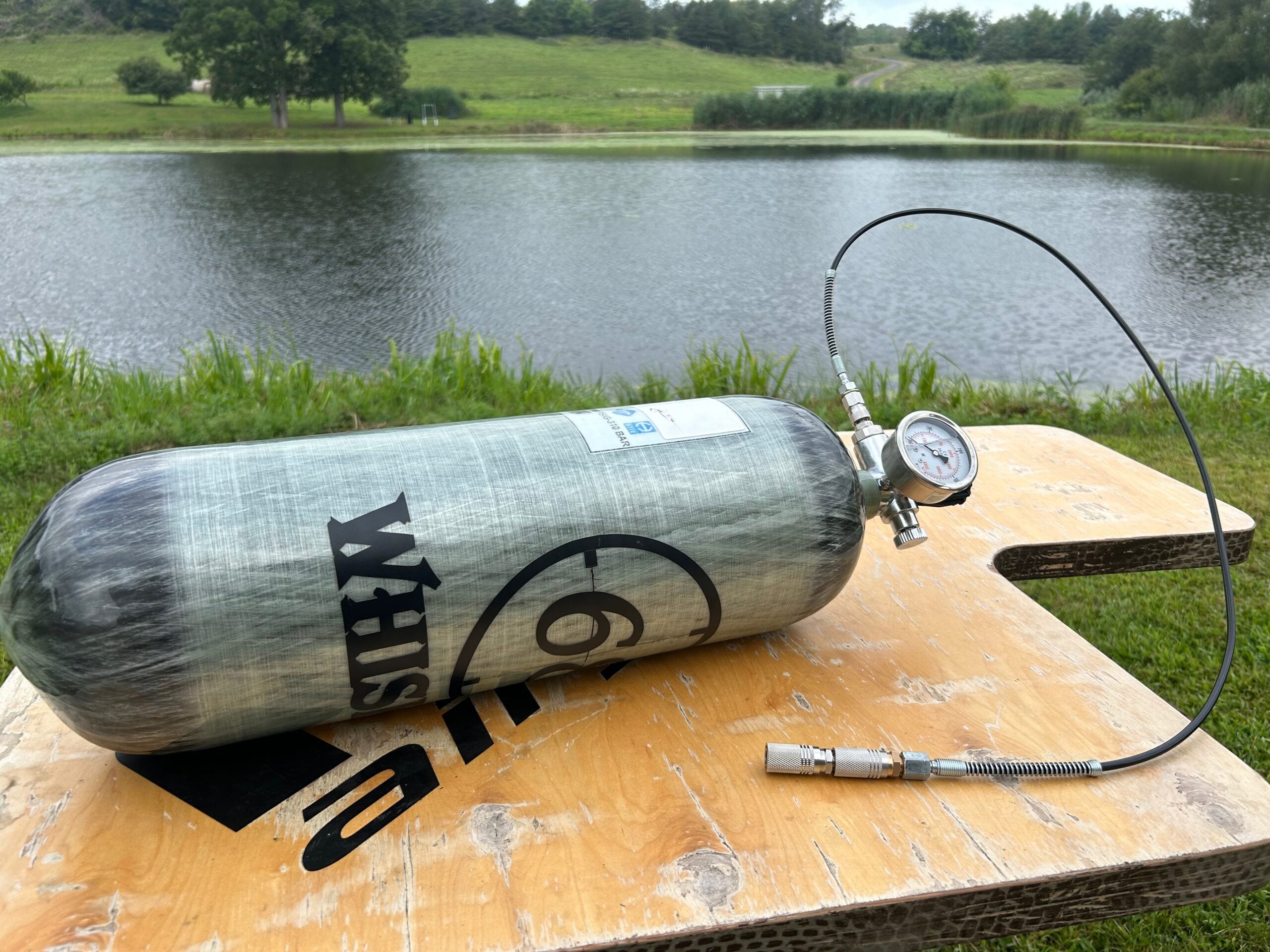 An air tank used to fill a PCP air gun. 