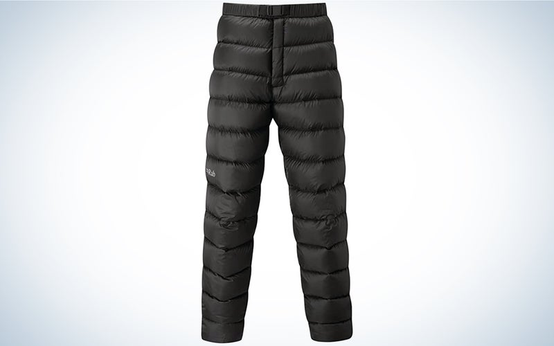 The Rab Argon Down Pants are the best puffer pants for winter.