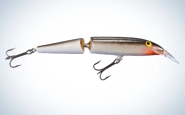 Silver, broken back design jerkbait