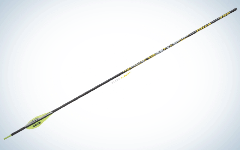 A black, green, and yellow arrow