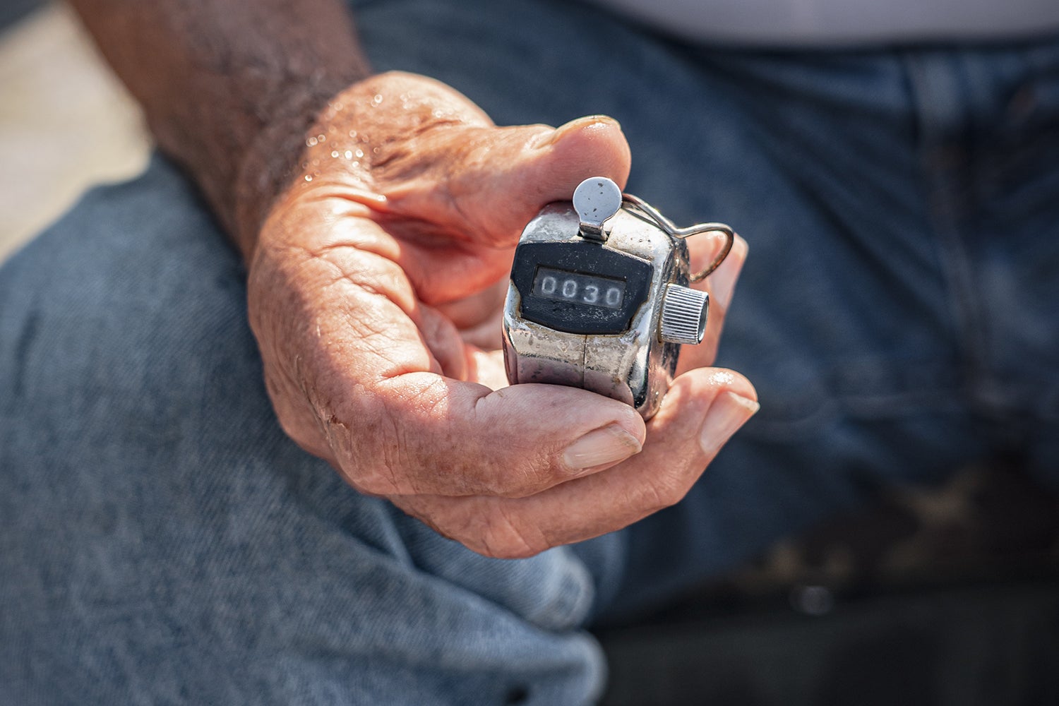 close-up of counter reading 0030