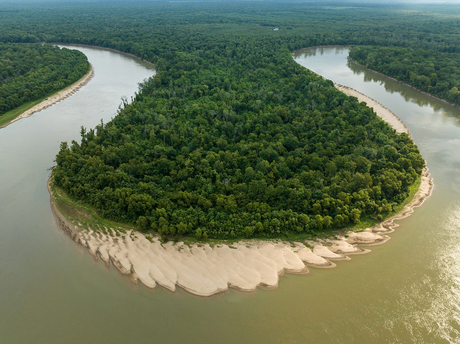 Aerial view of White River oxbow