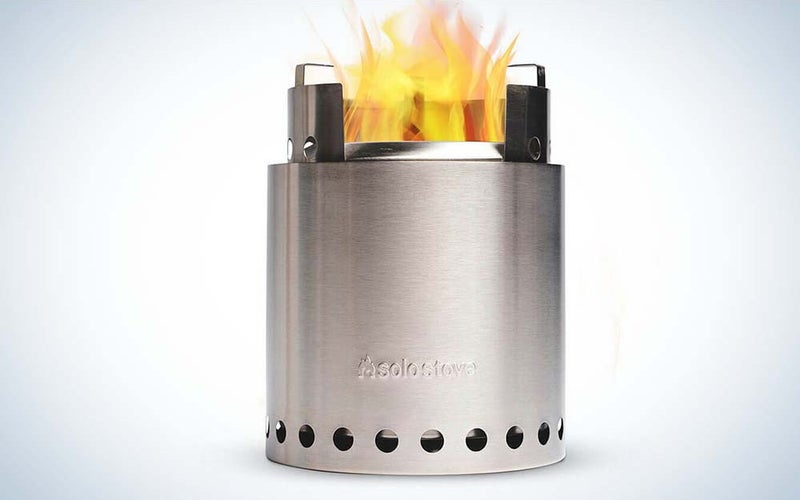 A silver woo-burning best camping stove