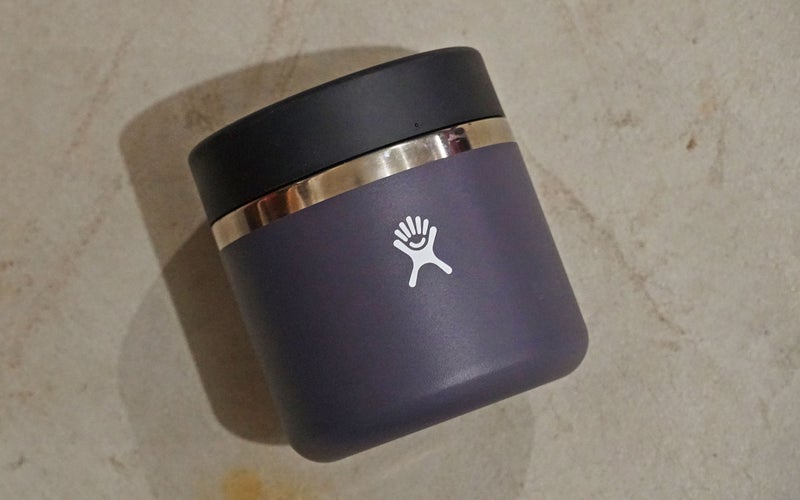 A small purple Hydro Flask food jar