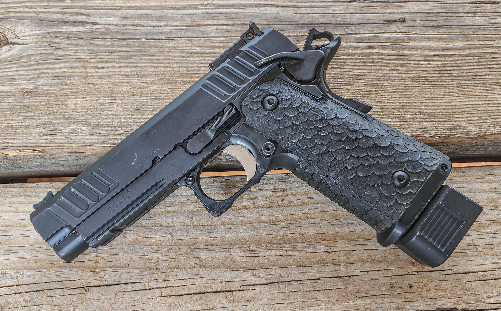 Left side of Staccato P on bench