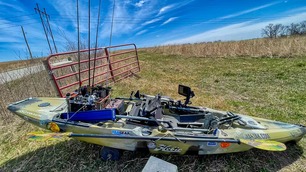 rigged out fishing kayak