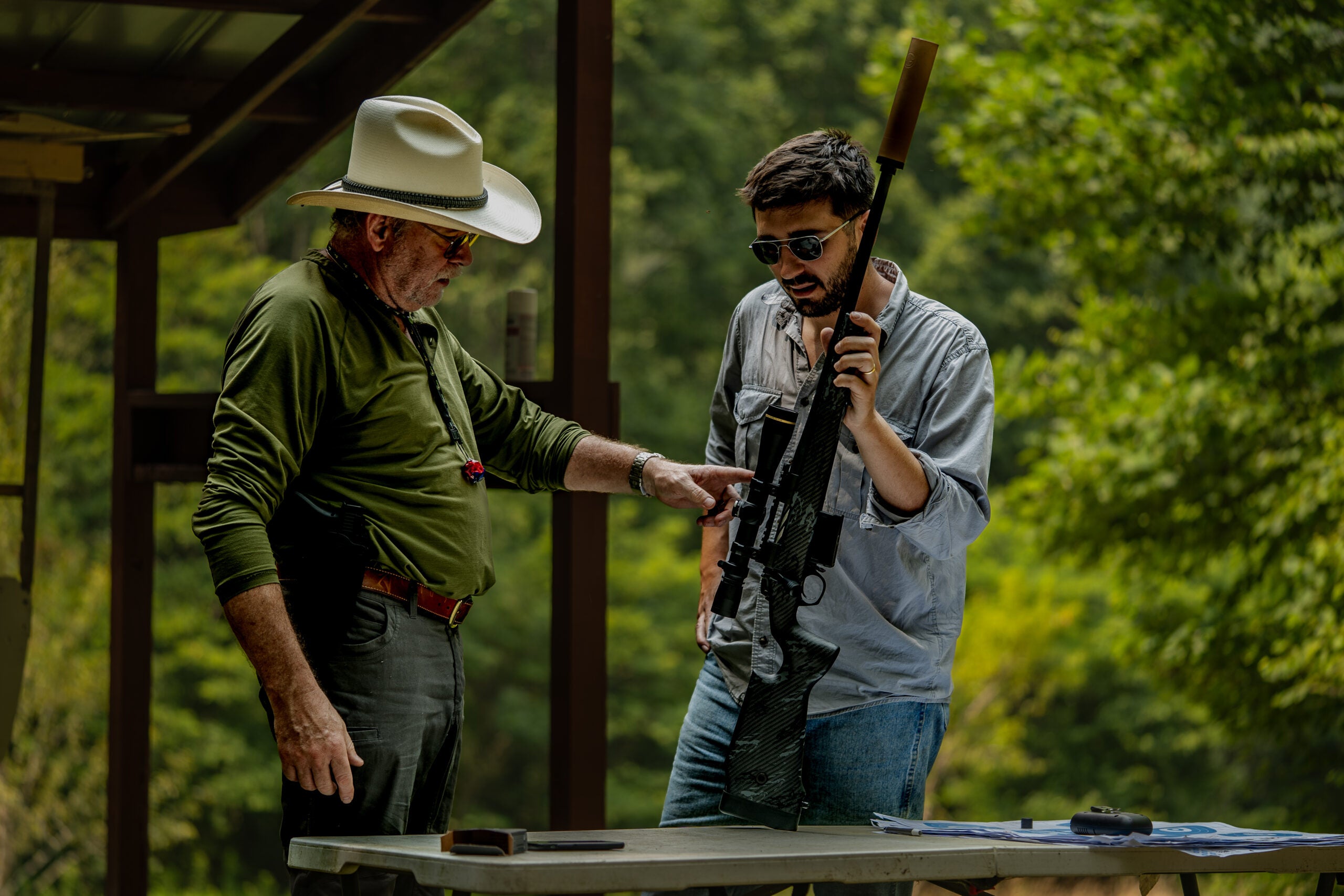 Photo of a Bergara B-14 rifle at a shooting range during a Field & Stream rifle review
