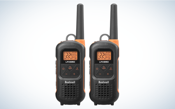 Bushnell LPX650 Walkie Talkies on gray and white background