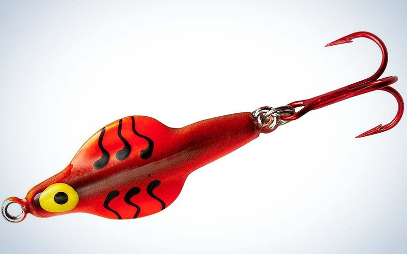 A red best ice fishing lure for panfish