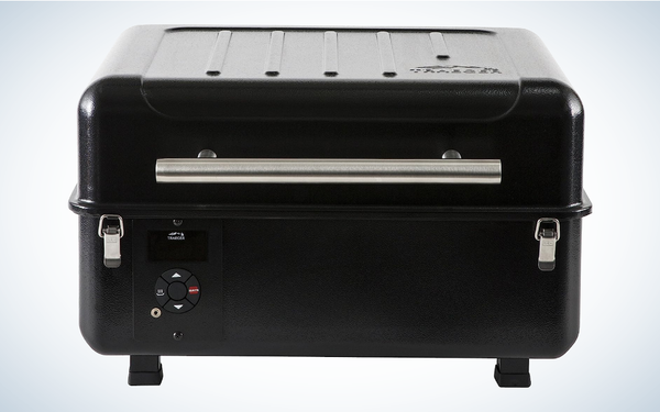 Traeger Ranger Portable Wood Pellet Grill and Smoker on gray and white background