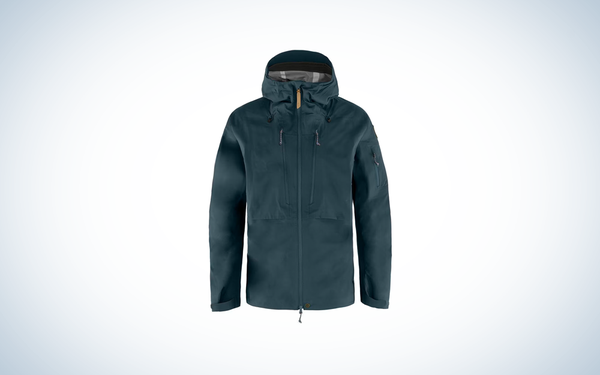 Fjallraven Keb Eco-Shell Jacket on blue and white background