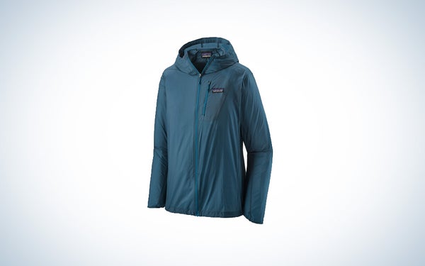 Patagonia Houdini Jacket on blue and white background