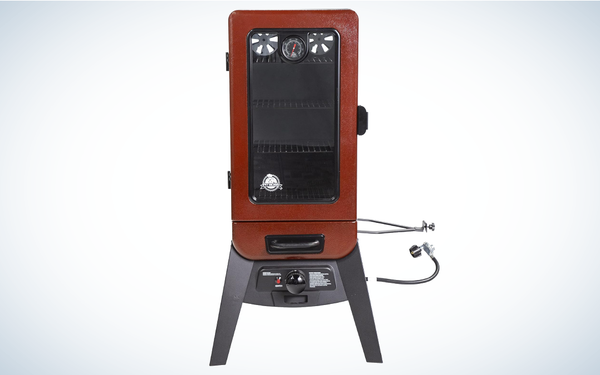 Pit Boss Analog Electric Smoker on gray and white background