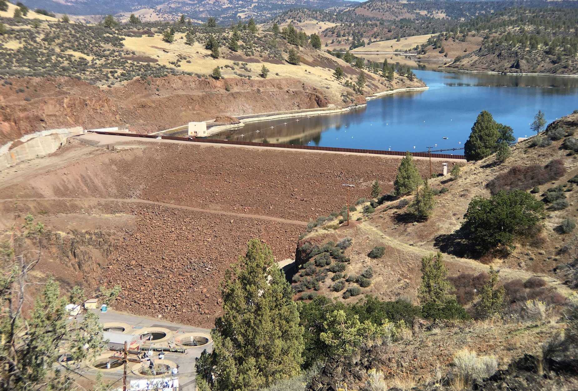 An aerial view of Iron Gate Reservoir in northern California.
