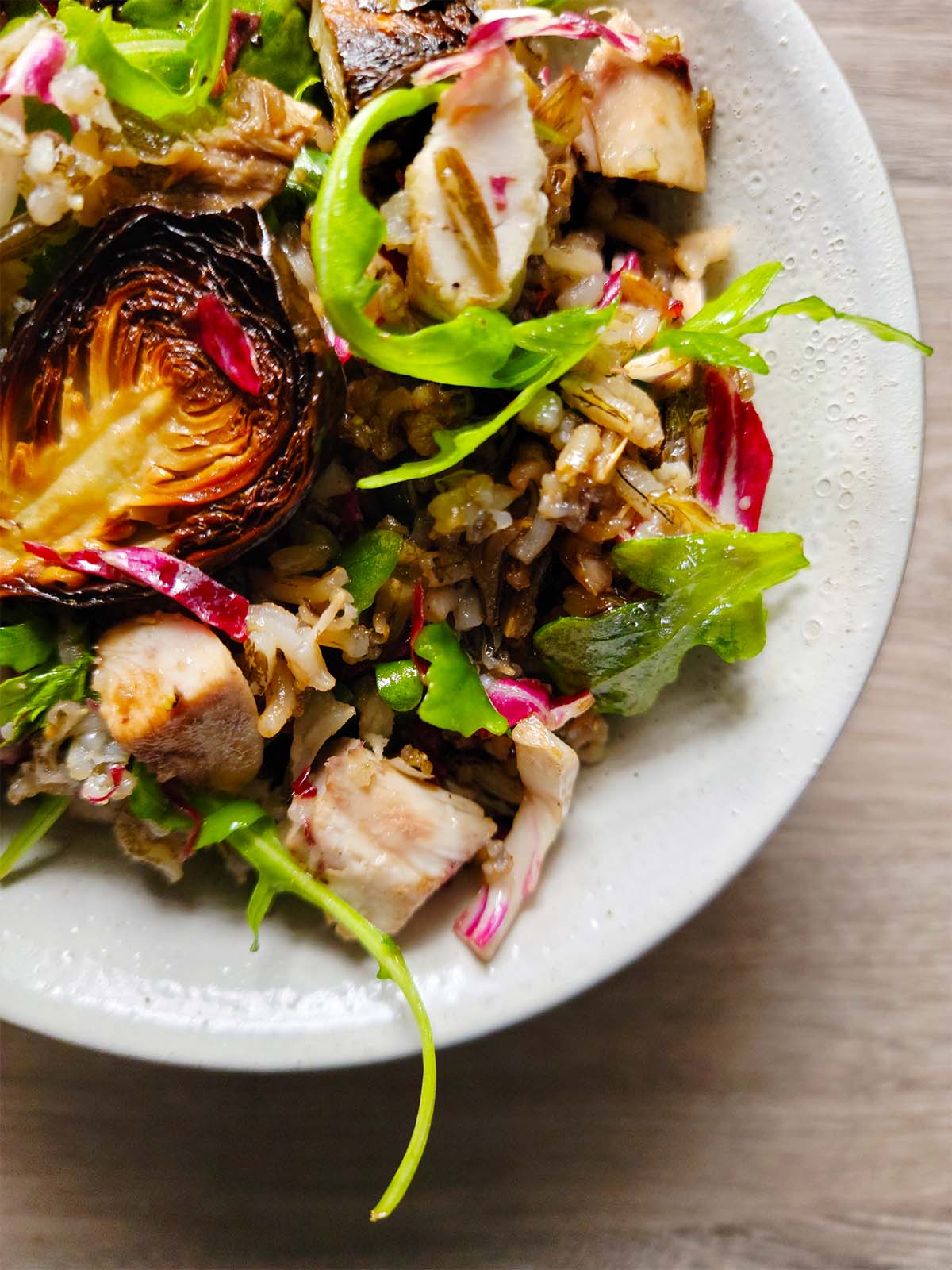 Close up of the wild rice salad recipe.