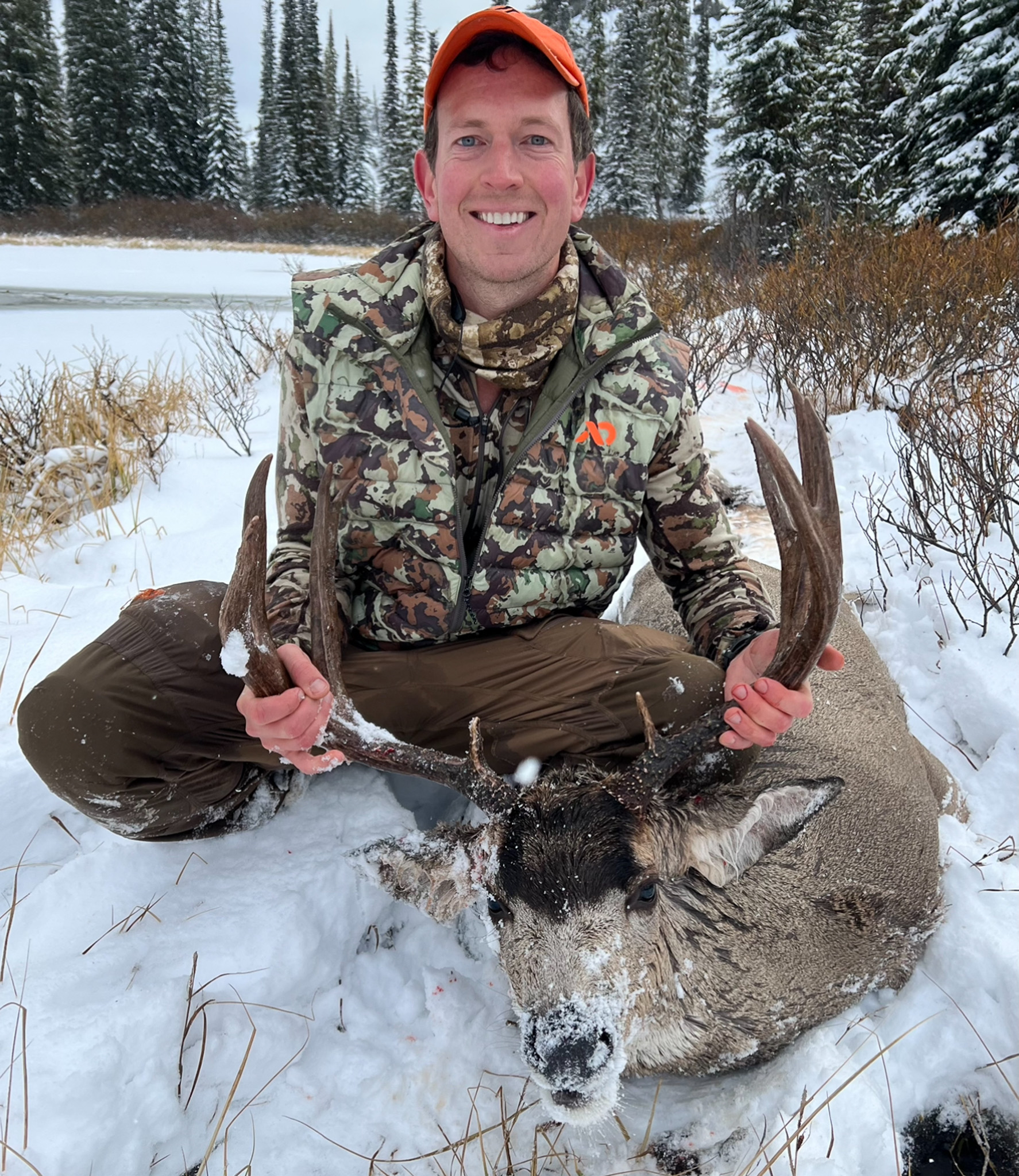 Nick Fasciano with a nice buck he shot on a tracking hunt.