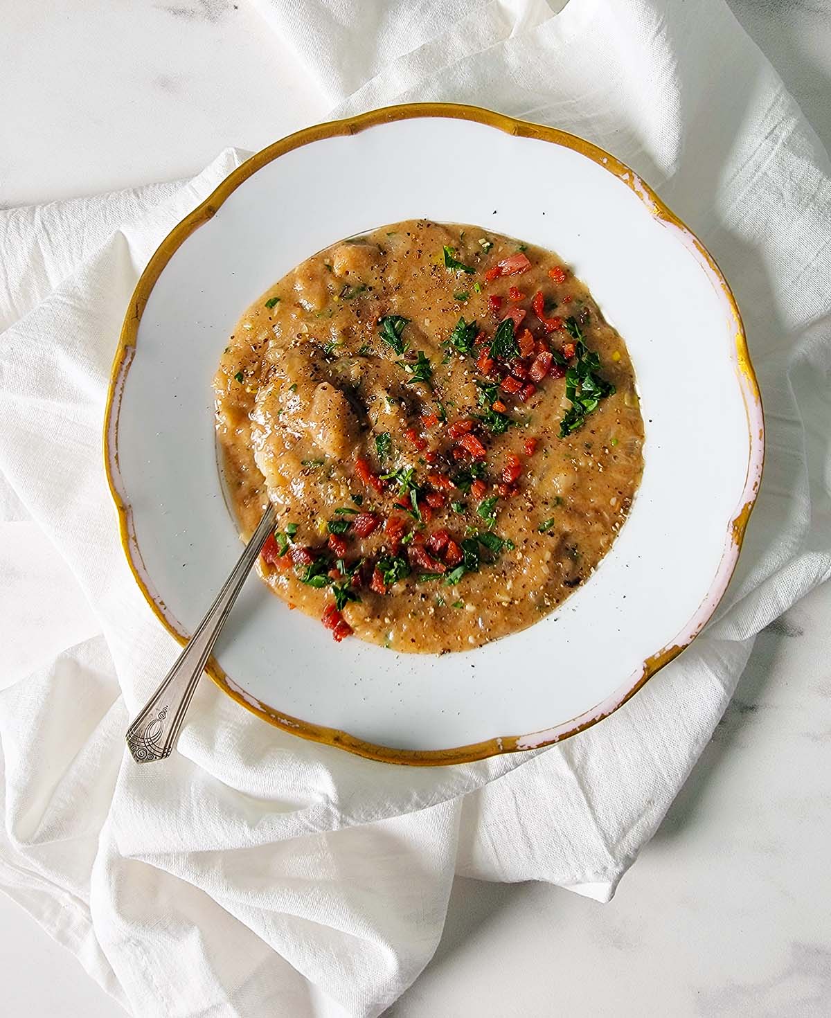 A bowl of Alpine Italian bread soup. 