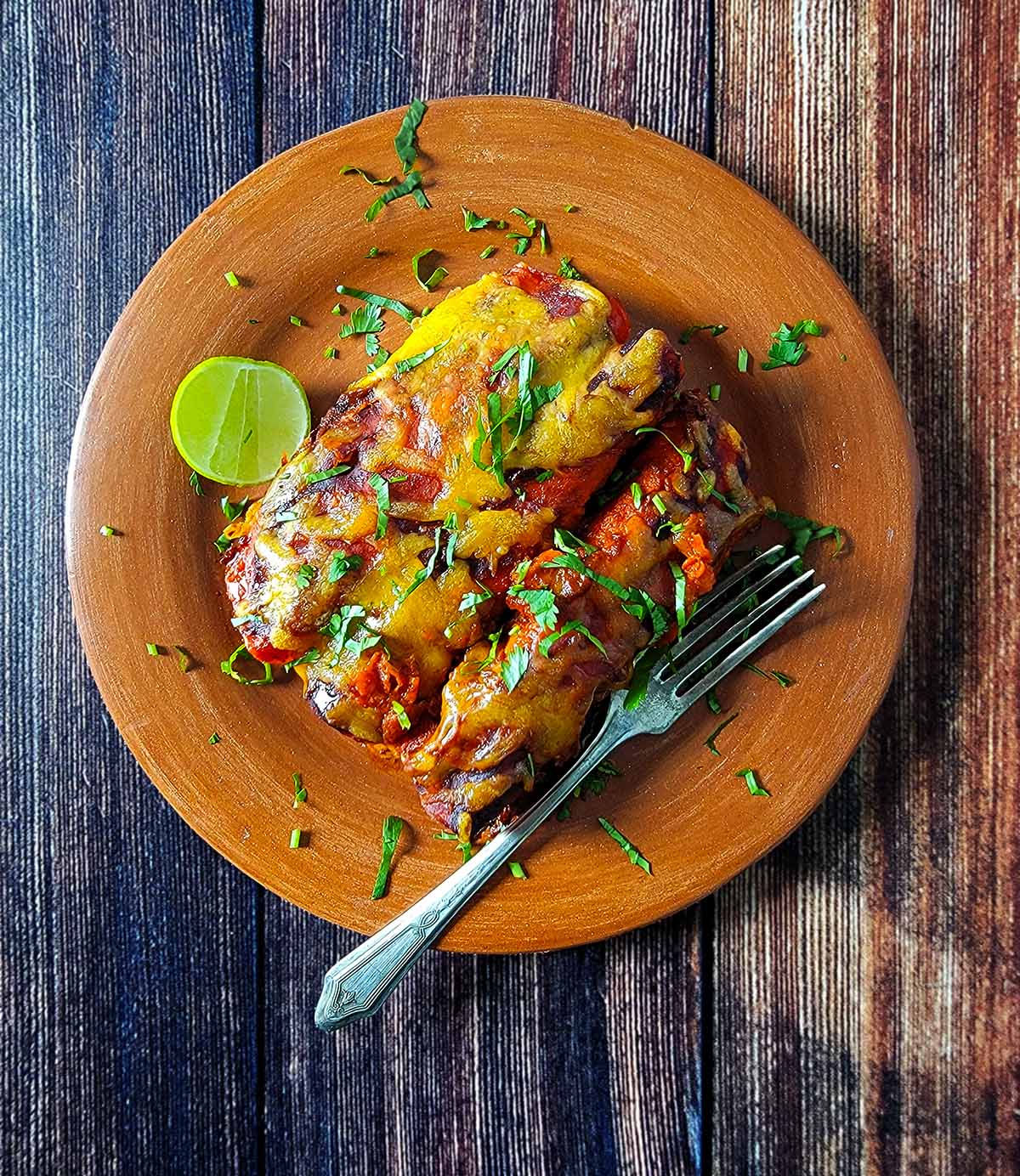 A plate of venison enchiladas. 